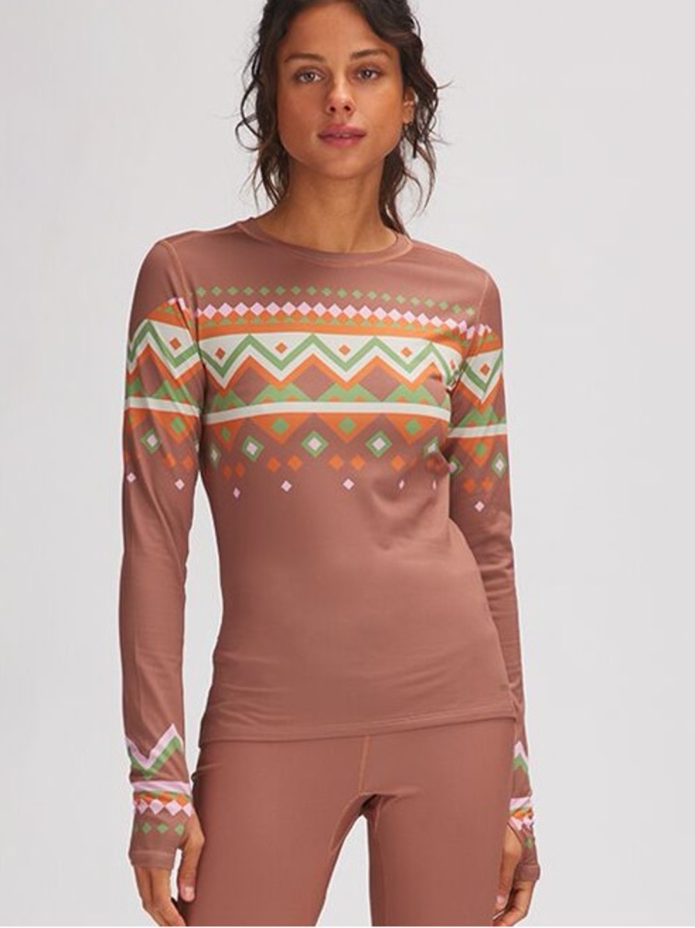 Stoic Lightweight Poly Crew Baselayer Top Small Geometric Print